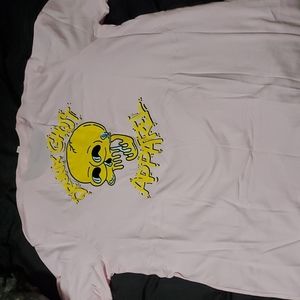 Drunk Ghost Skull Pink T-shirt